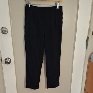 Vince Elegant Black Ankle Dressy Pants With Draw Strings_1